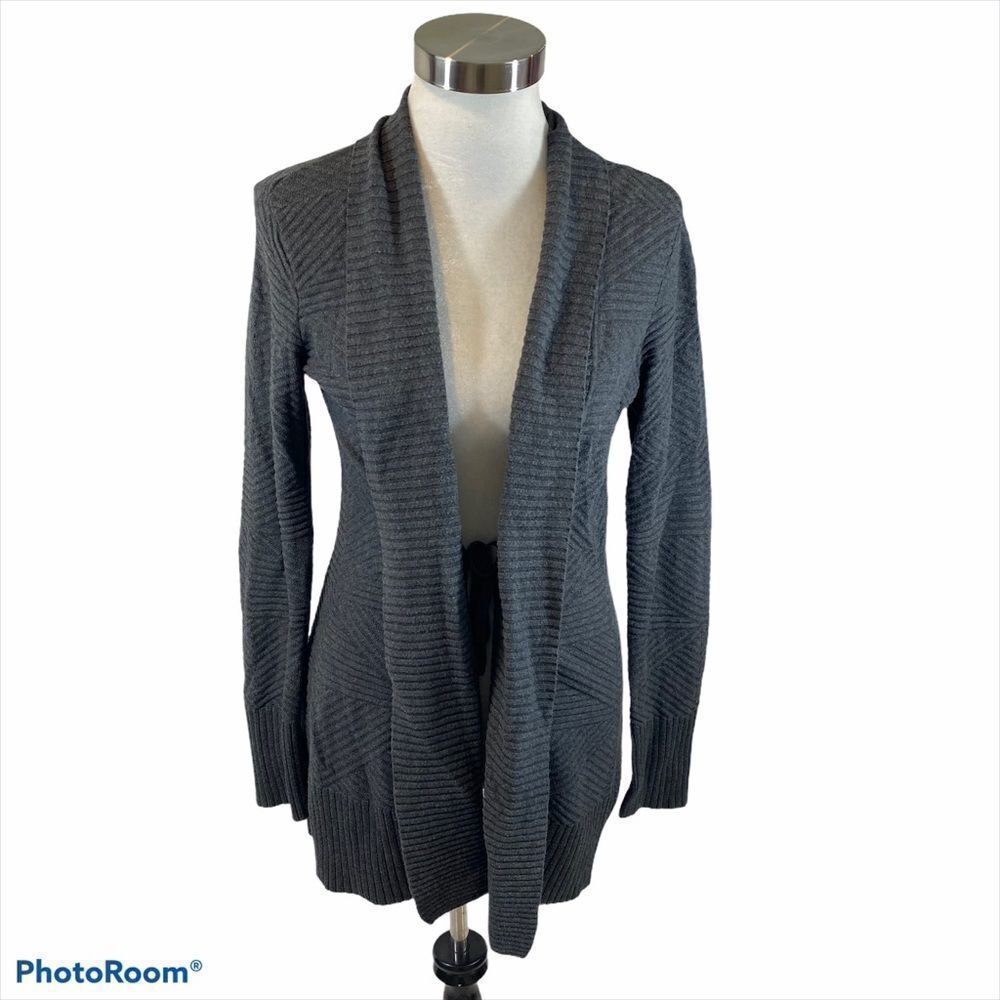 Ladies Izod Textured Grey Open Front Cardigan Sm